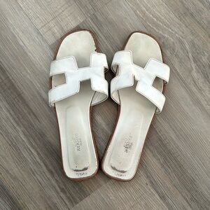 Hermes Oran Sandal White
